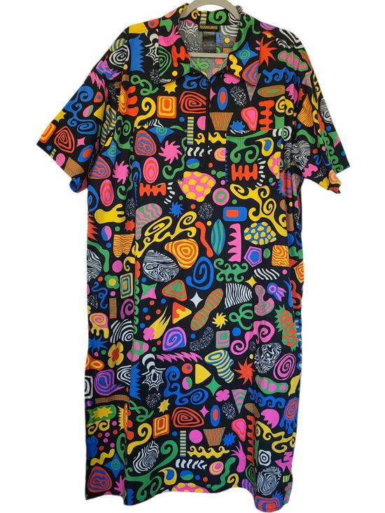 Nooworks Dresses & Skirts - Nooworks Party Mix Leah Work Dress Retro 80s Pop Art Neon Half Zip Size 4(M)